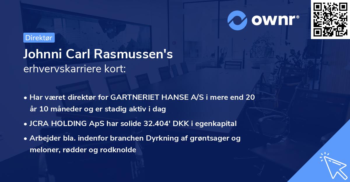 Johnni Carl Rasmussen's erhvervskarriere kort