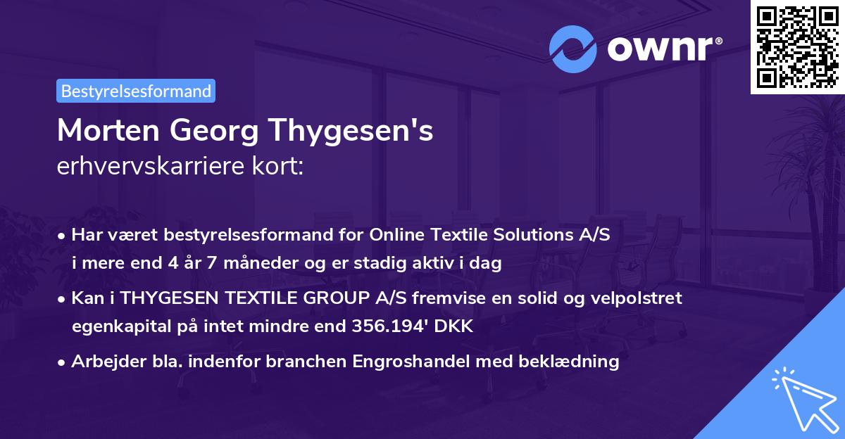 Morten Georg Thygesen's erhvervskarriere kort
