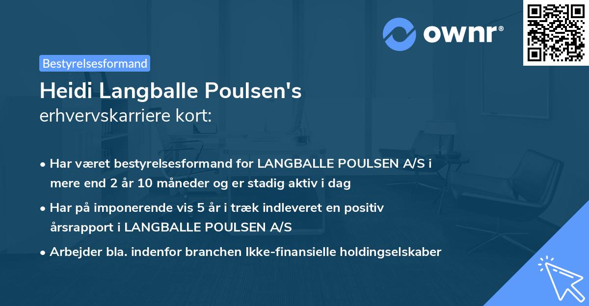 Heidi Langballe Poulsen's erhvervskarriere kort