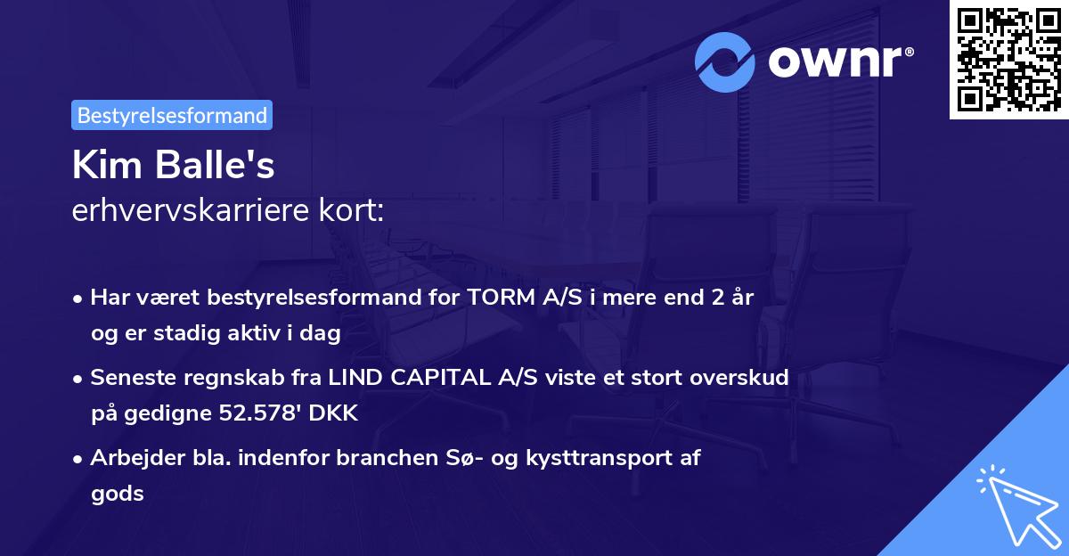 Kim Balle's erhvervskarriere kort