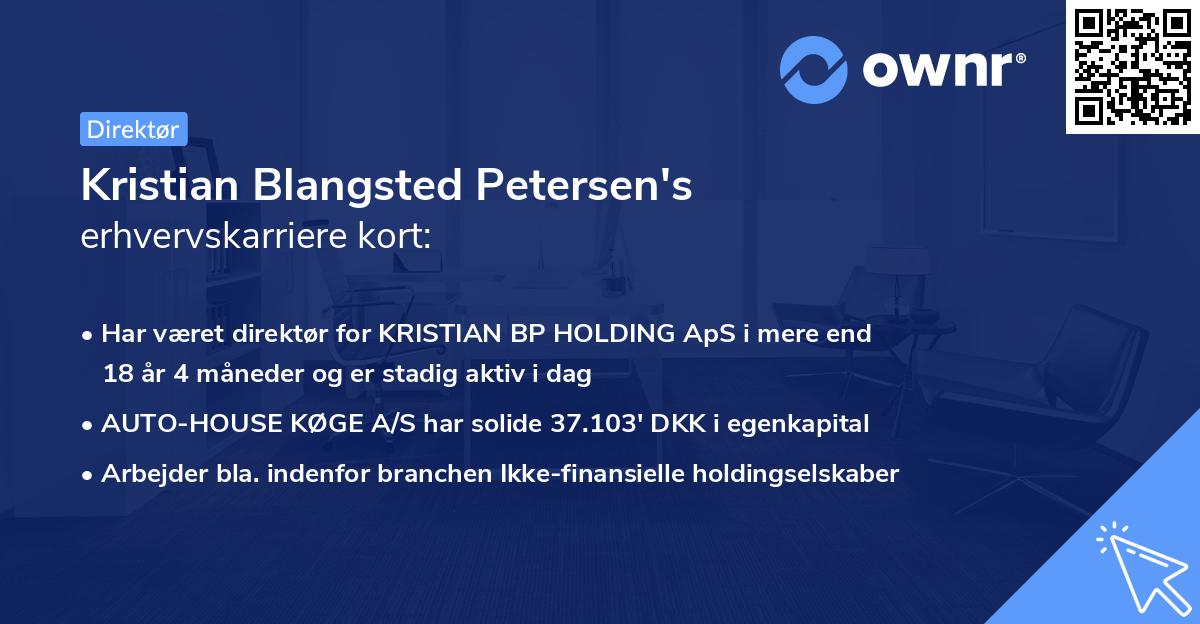 Kristian Blangsted Petersen's erhvervskarriere kort