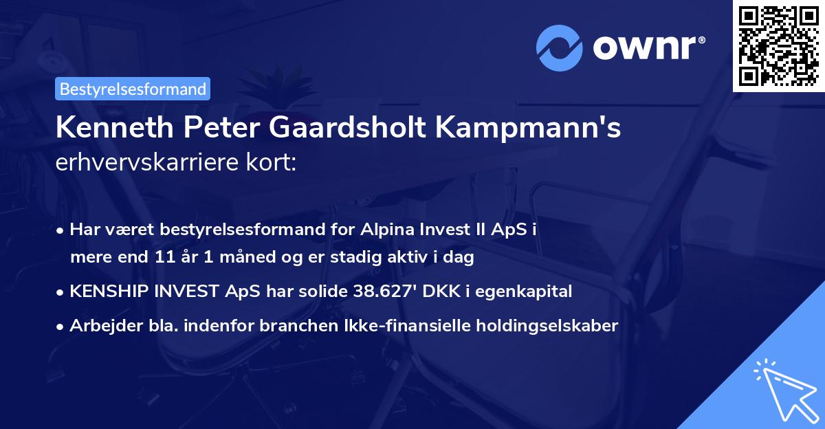 Kenneth Peter Gaardsholt Kampmann's erhvervskarriere kort