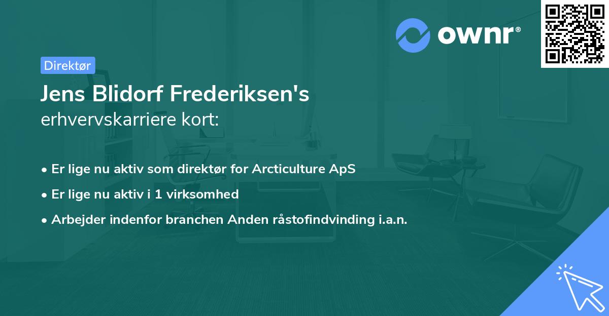 Jens Blidorf Frederiksen's erhvervskarriere kort