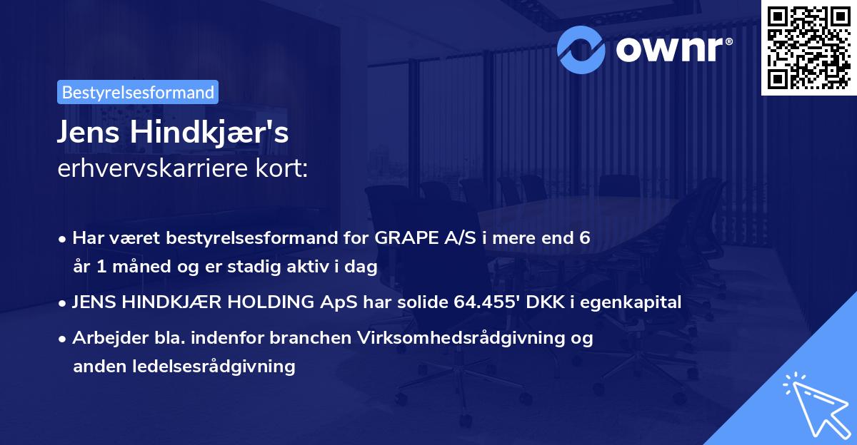 Jens Hindkjær's erhvervskarriere kort