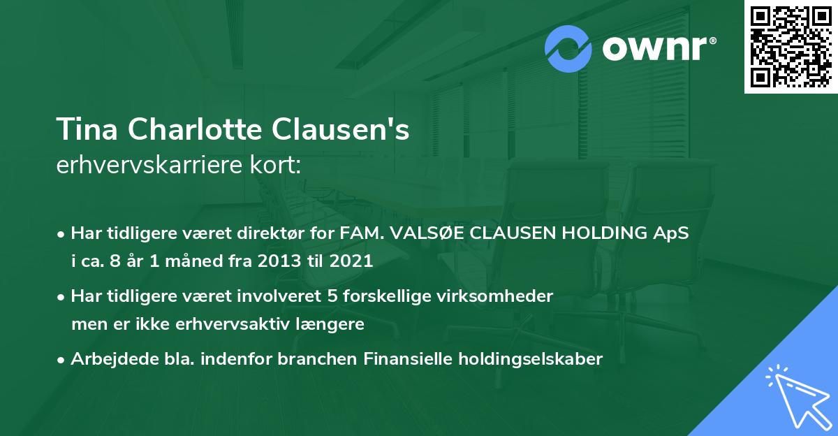 Tina Charlotte Clausen's erhvervskarriere kort