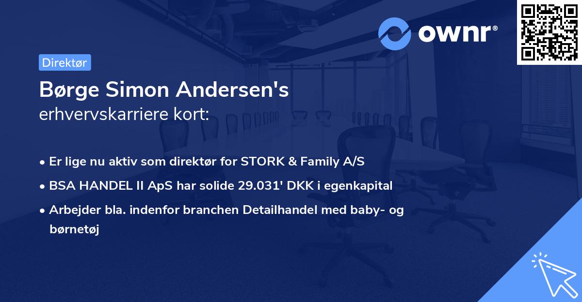 Børge Simon Andersen's erhvervskarriere kort