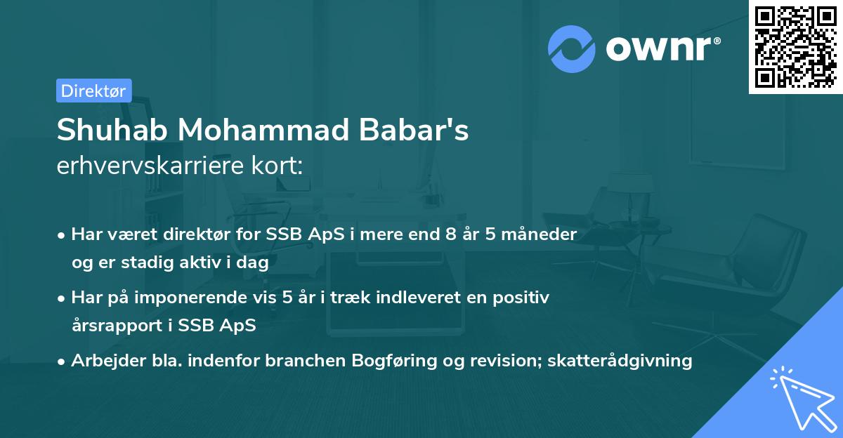 Shuhab Mohammad Babar's erhvervskarriere kort
