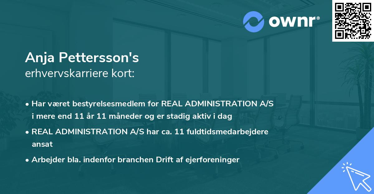 Anja Pettersson's erhvervskarriere kort