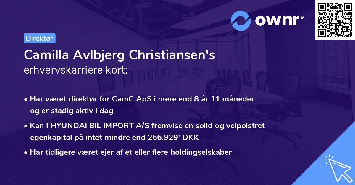 Camilla Avlbjerg Christiansen's erhvervskarriere kort