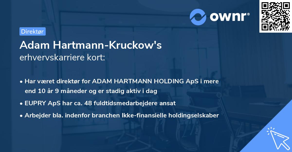 Adam Hartmann-Kruckow's erhvervskarriere kort