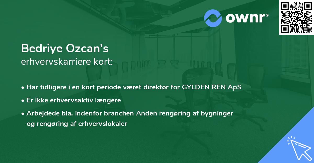 Bedriye Ozcan's erhvervskarriere kort