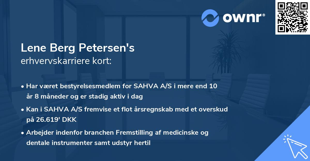 Lene Berg Petersen's erhvervskarriere kort