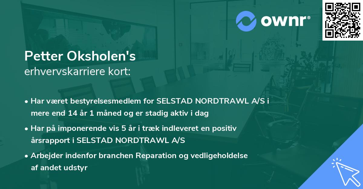 Petter Oksholen's erhvervskarriere kort