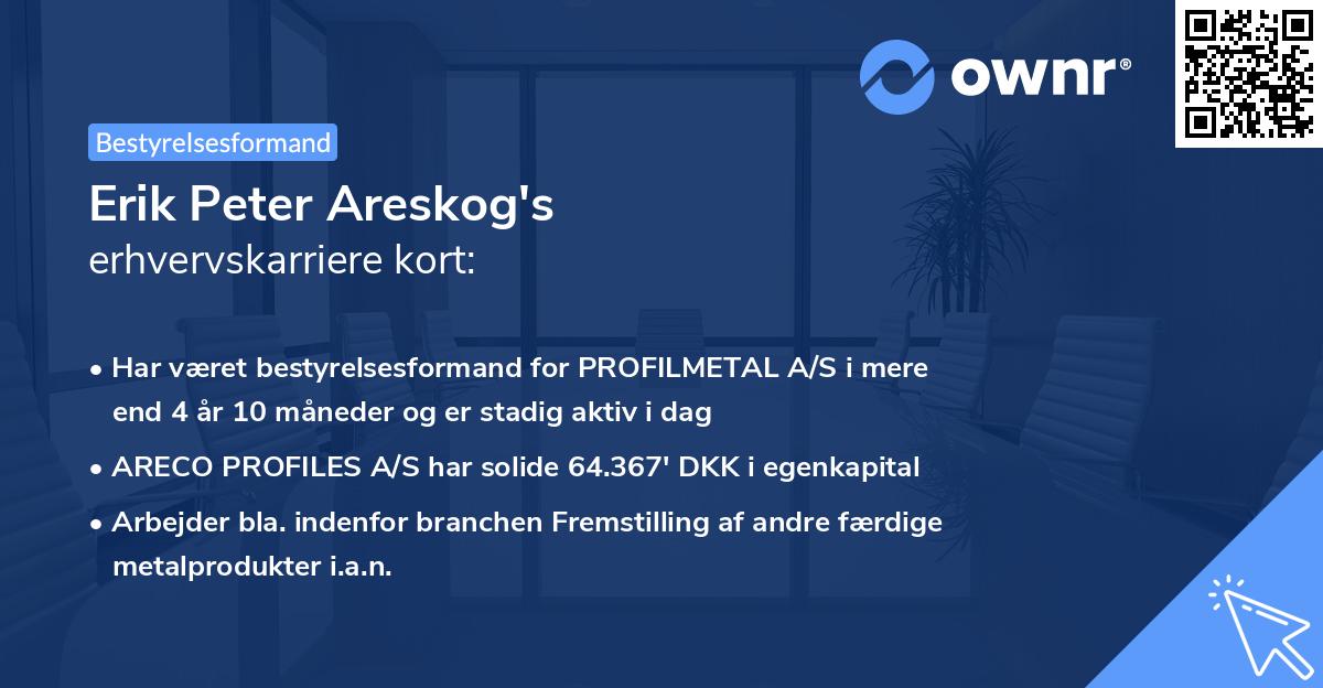Erik Peter Areskog's erhvervskarriere kort