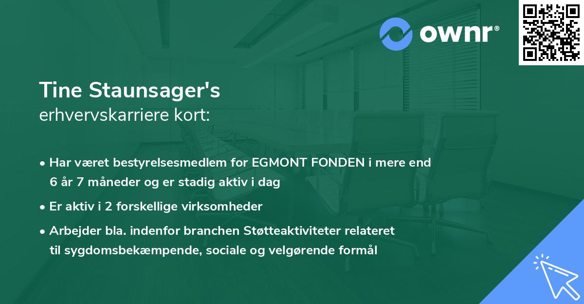 Tine Staunsager's erhvervskarriere kort