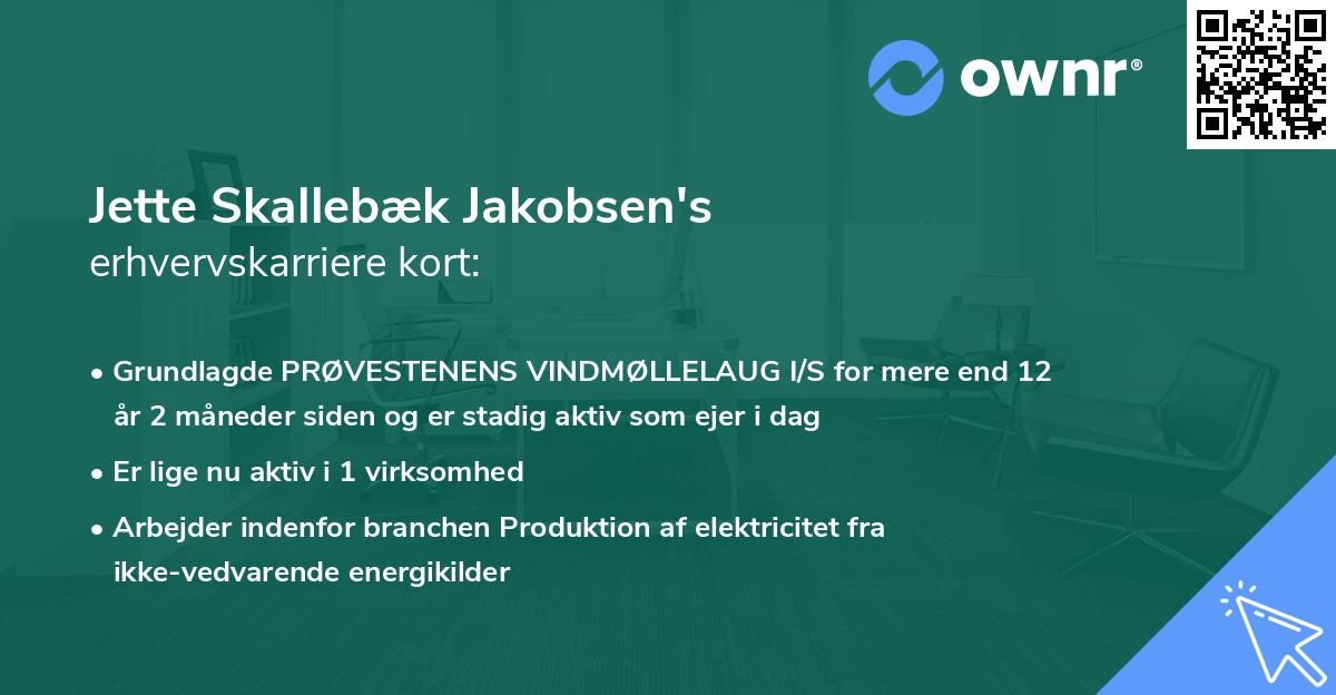 Jette Skallebæk Jakobsen's erhvervskarriere kort