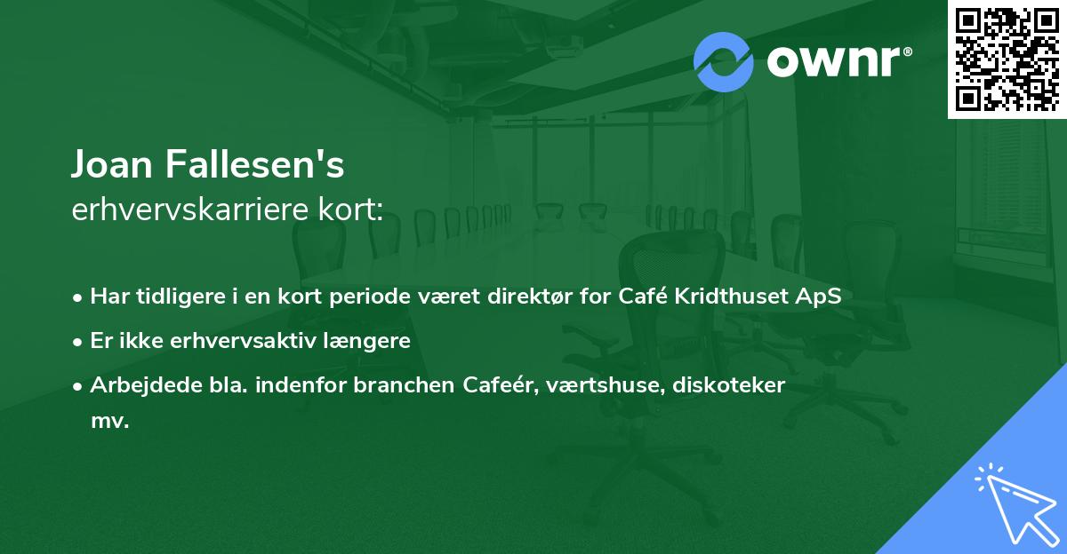 Joan Fallesen's erhvervskarriere kort