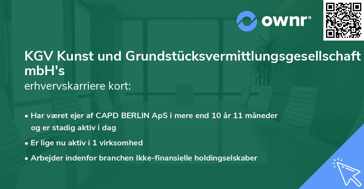 KGV Kunst und Grundstücksvermittlungsgesellschaft mbH's erhvervskarriere kort