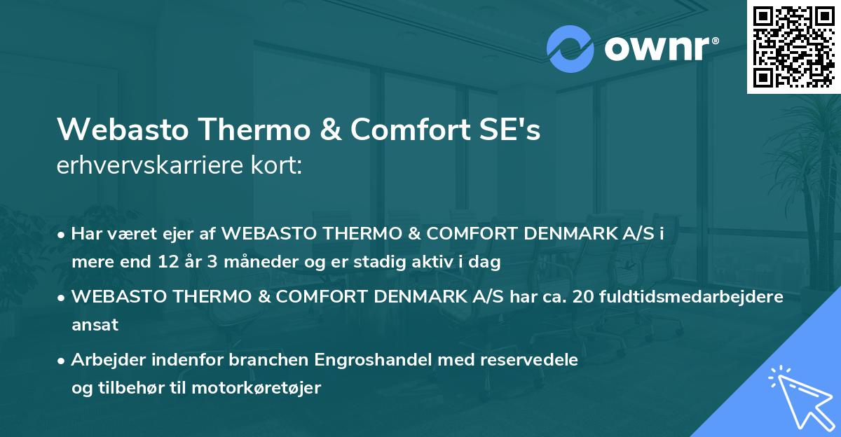 Webasto Thermo & Comfort SE's erhvervskarriere kort