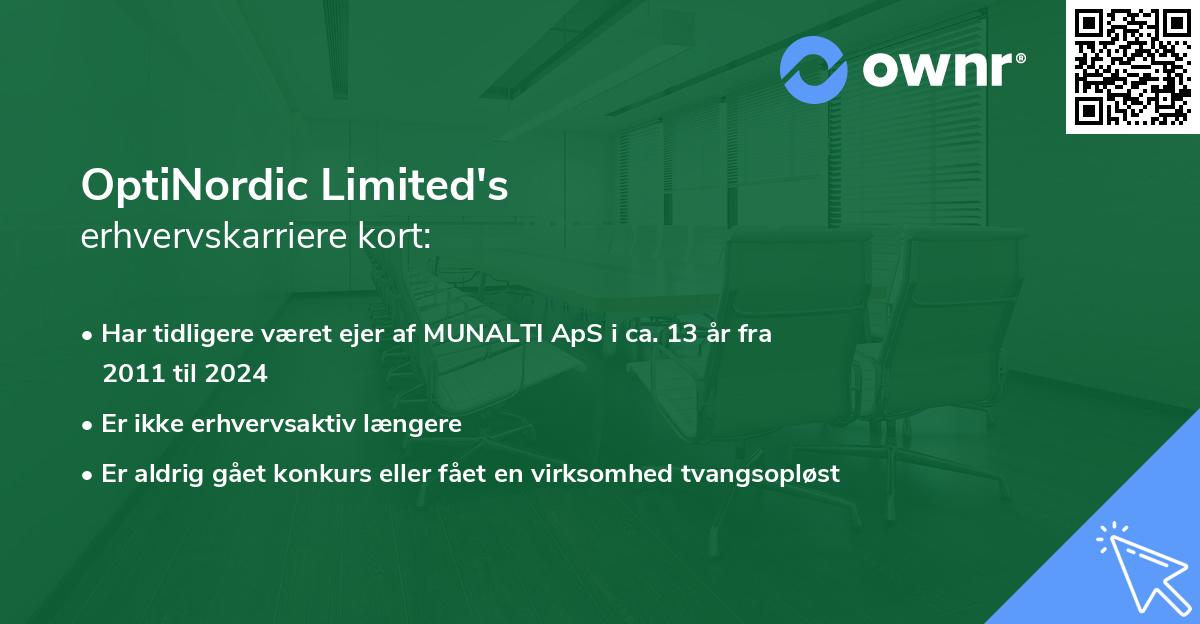 OptiNordic Limited's erhvervskarriere kort