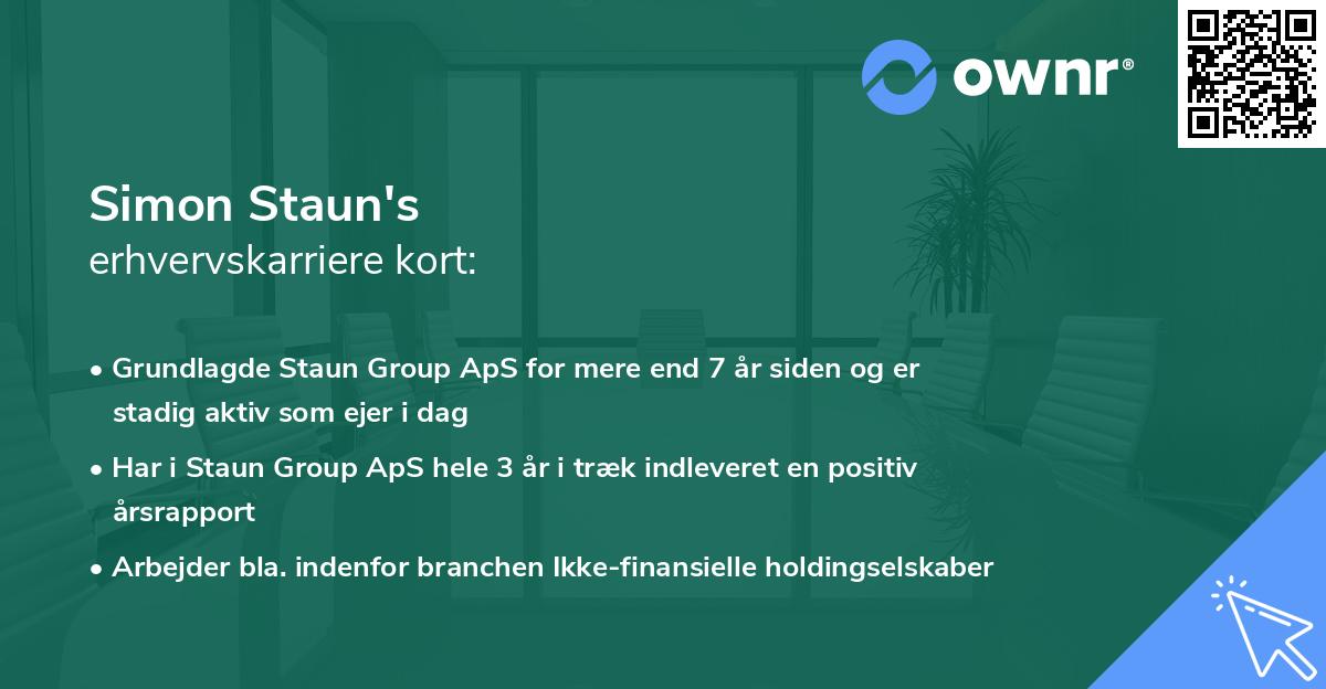 Simon Staun's erhvervskarriere kort