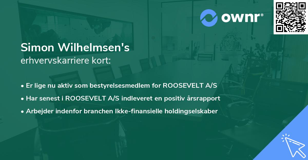 Simon Wilhelmsen's erhvervskarriere kort