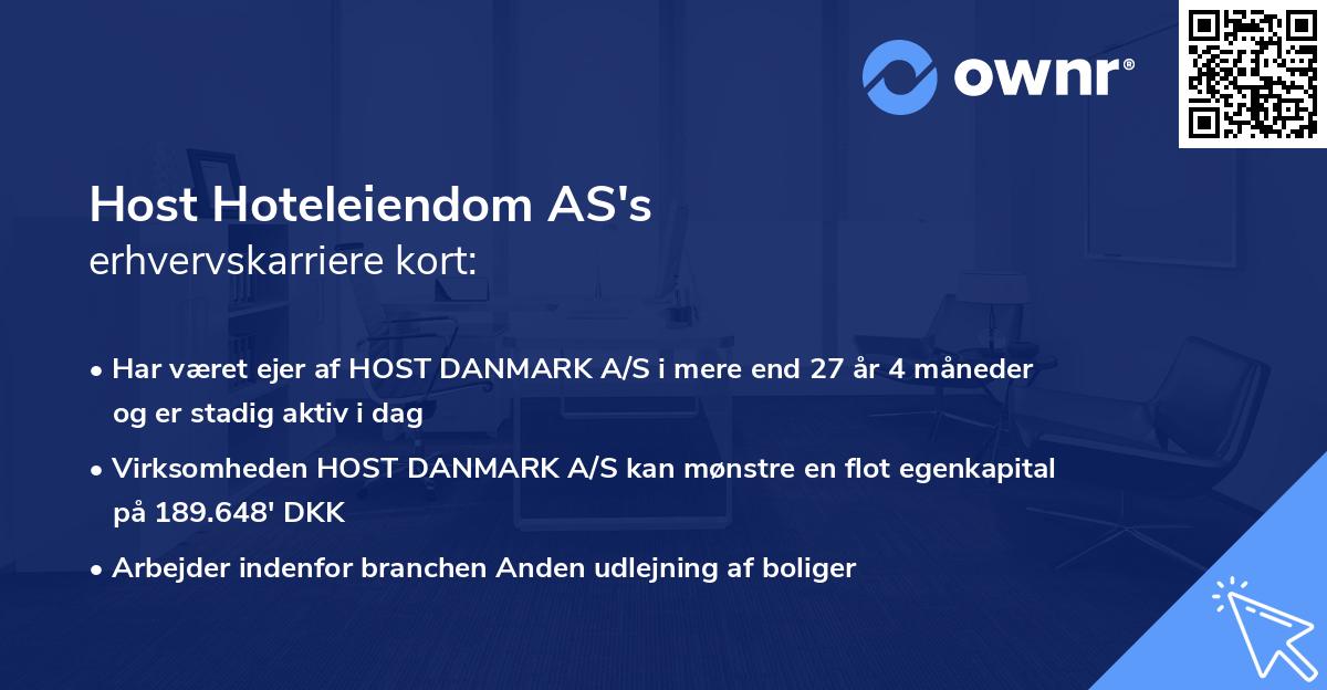 Host Hoteleiendom AS's erhvervskarriere kort