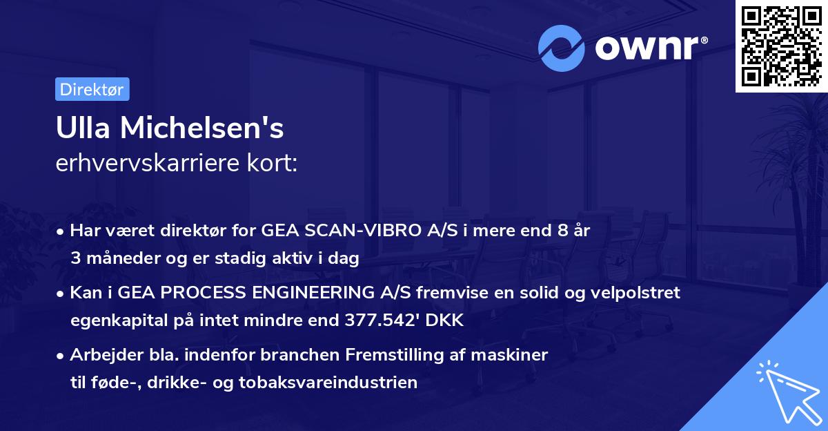Ulla Michelsen's erhvervskarriere kort