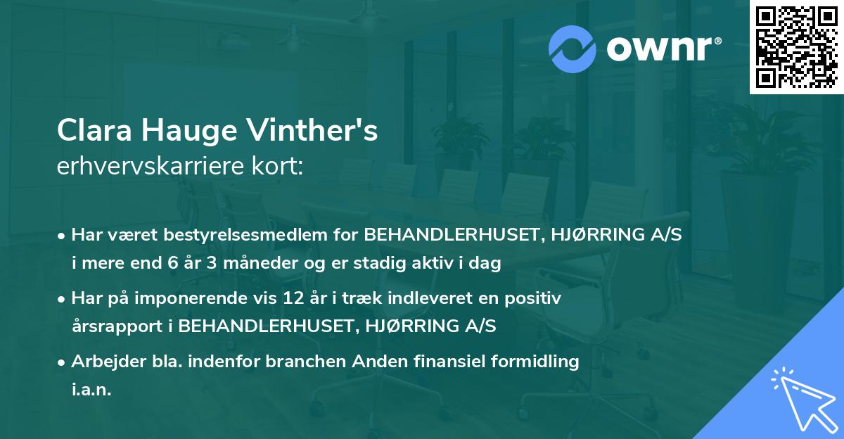 Clara Hauge Vinther's erhvervskarriere kort