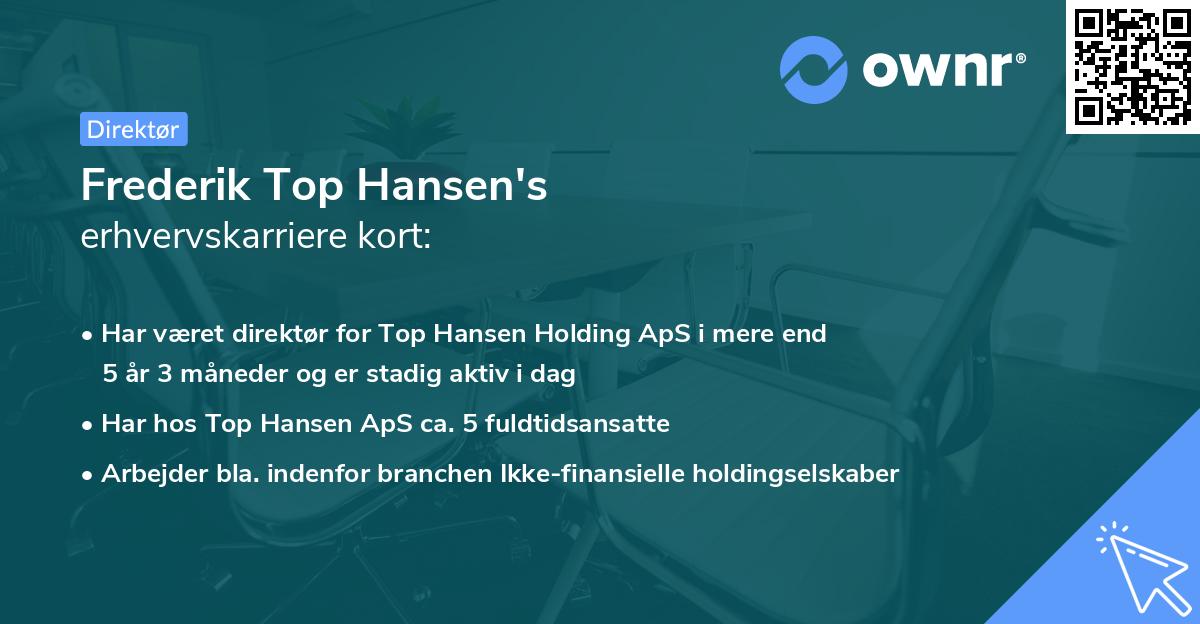 Frederik Top Hansen's erhvervskarriere kort
