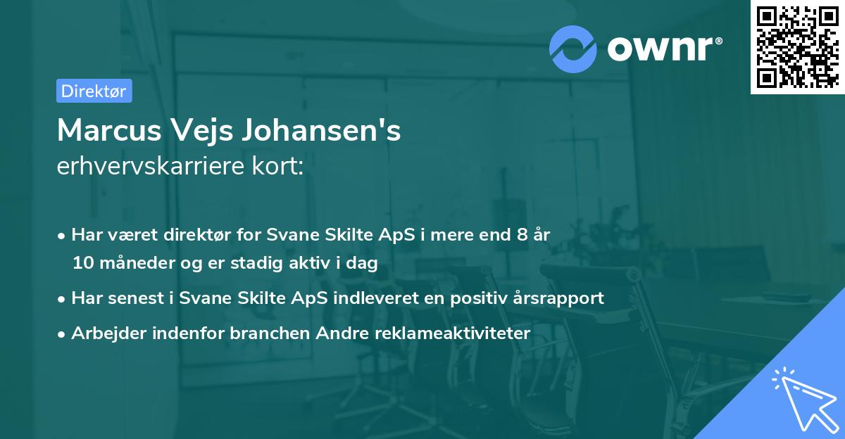 Marcus Vejs Johansen's erhvervskarriere kort