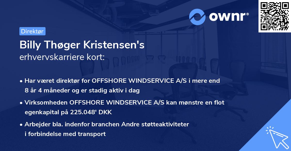 Billy Thøger Kristensen's erhvervskarriere kort