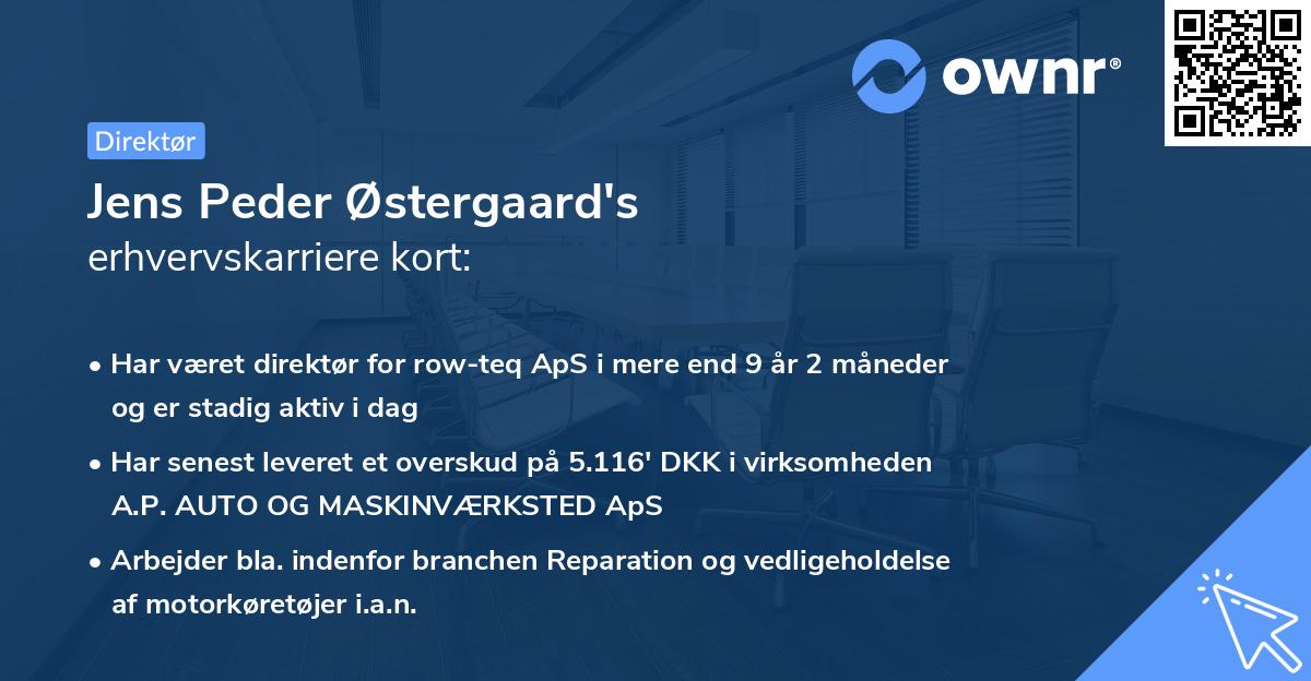 Jens Peder Østergaard's erhvervskarriere kort