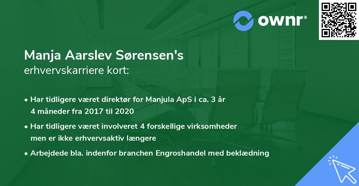 Manja Aarslev Sørensen's erhvervskarriere kort
