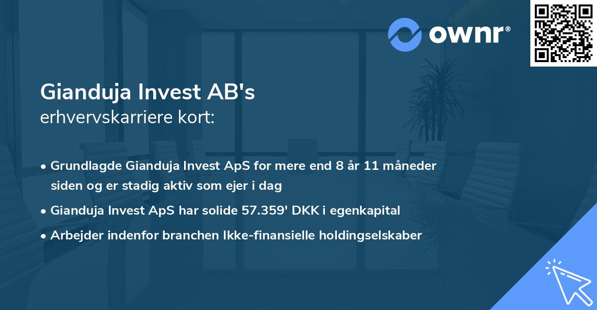 Gianduja Invest AB's erhvervskarriere kort