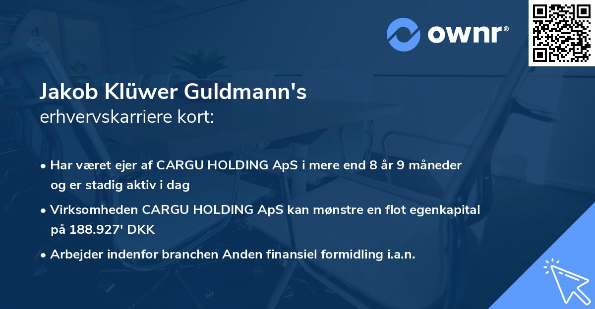 Jakob Klüwer Guldmann's erhvervskarriere kort