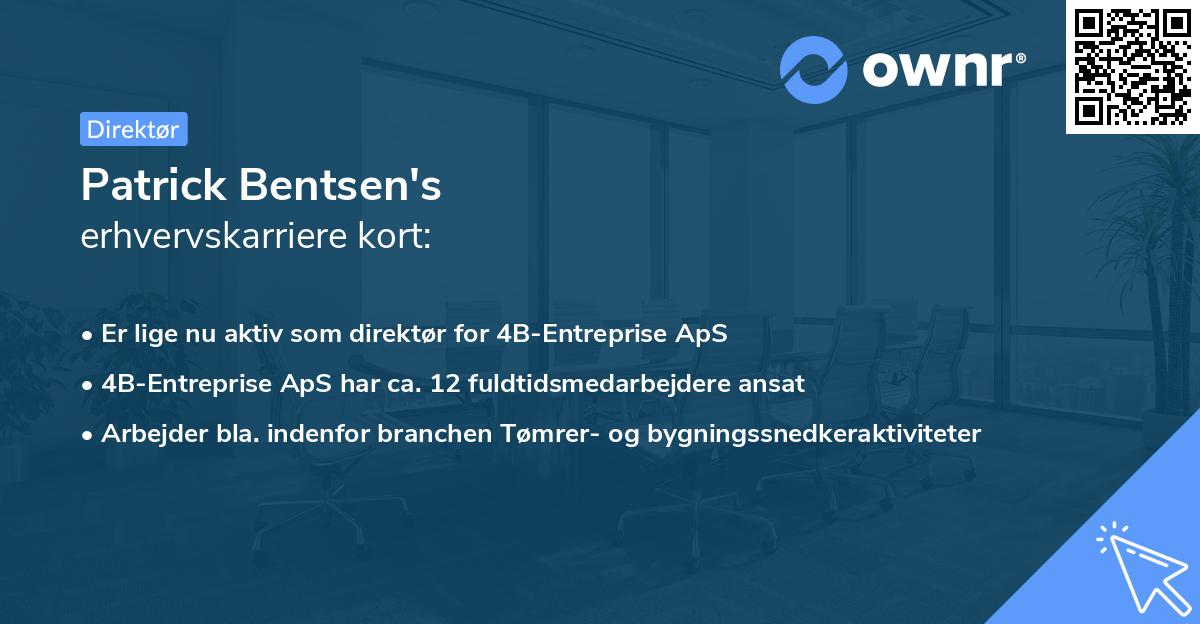 Patrick Bentsen's erhvervskarriere kort