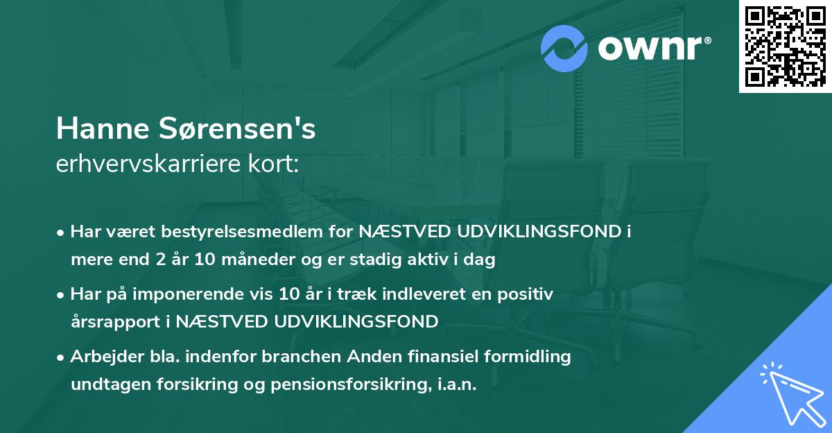 Hanne Sørensen's erhvervskarriere kort