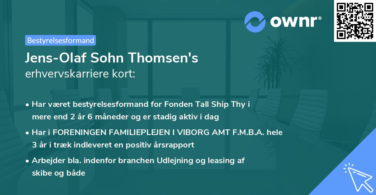 Jens-Olaf Sohn Thomsen's erhvervskarriere kort