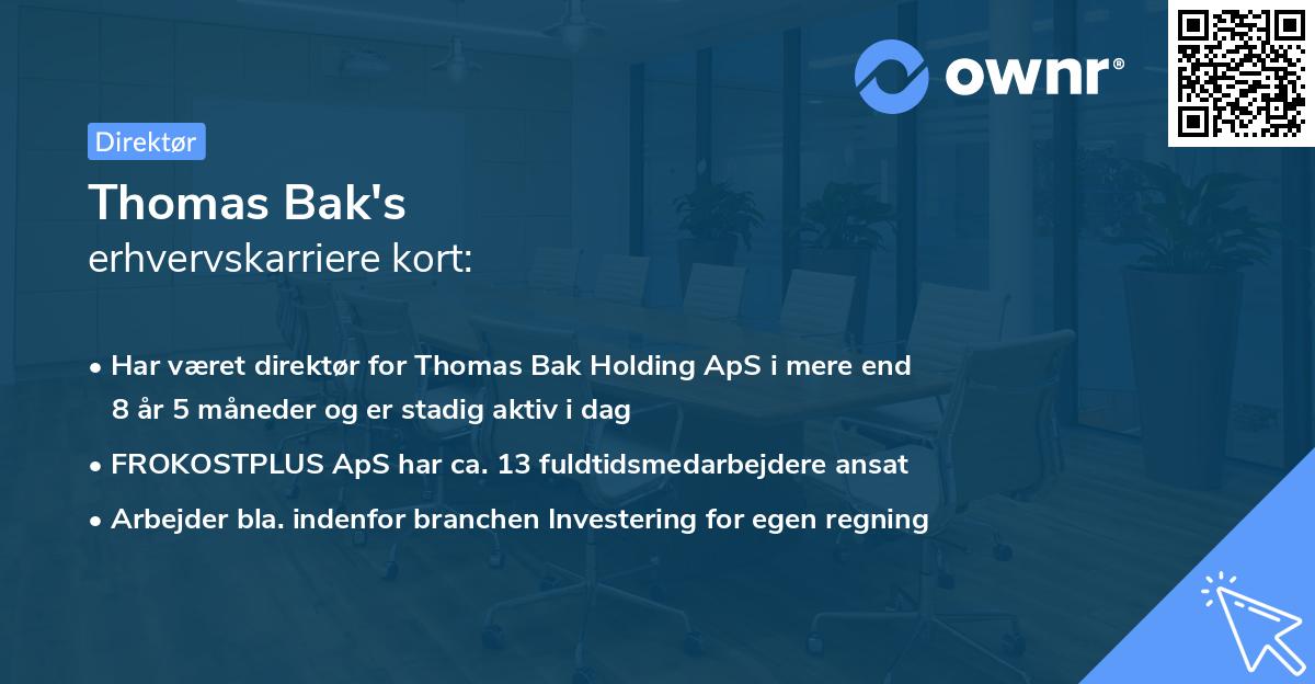 Thomas Bak's erhvervskarriere kort