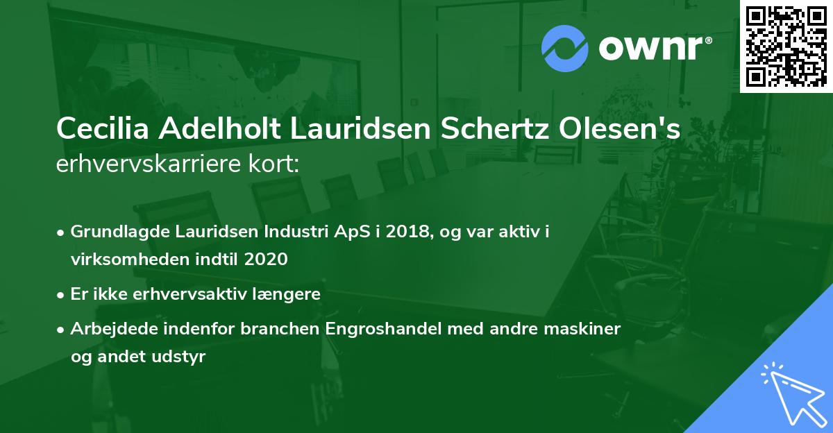 Cecilia Adelholt Lauridsen Schertz Olesen's erhvervskarriere kort