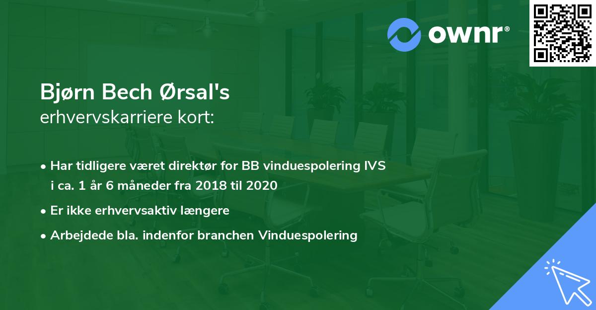 Bjørn Bech Ørsal's erhvervskarriere kort