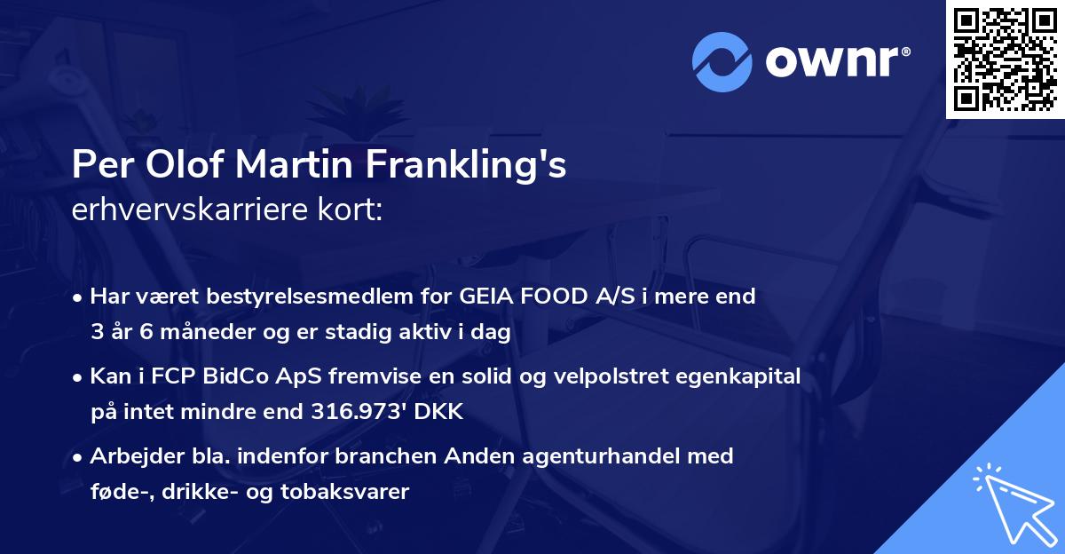 Per Olof Martin Frankling's erhvervskarriere kort