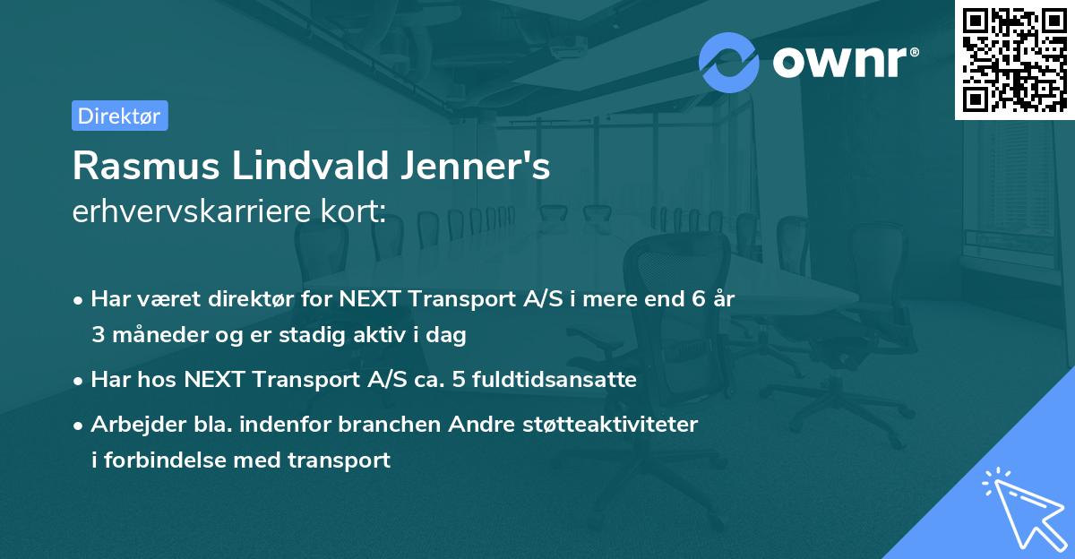 Rasmus Lindvald Jenner's erhvervskarriere kort