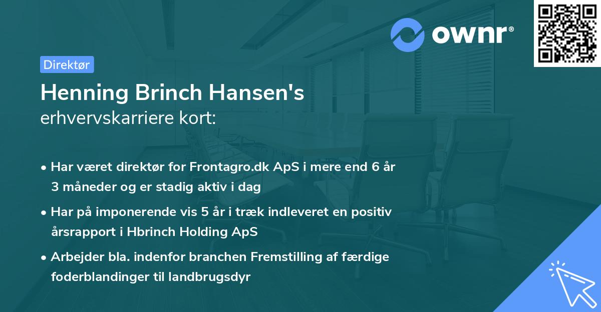 Henning Brinch Hansen's erhvervskarriere kort