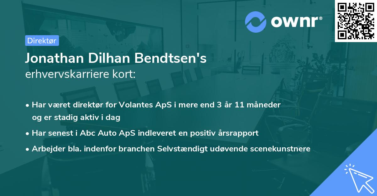 Jonathan Dilhan Bendtsen's erhvervskarriere kort