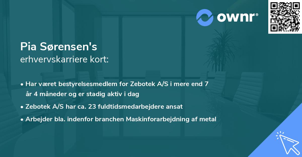 Pia Sørensen's erhvervskarriere kort