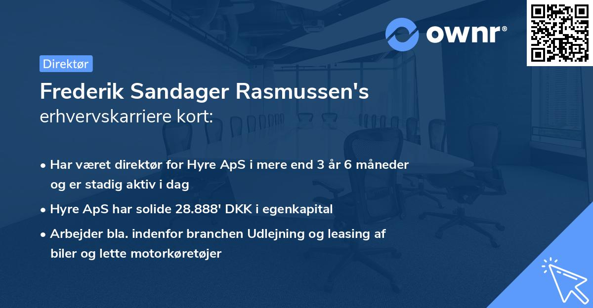 Frederik Sandager Rasmussen's erhvervskarriere kort