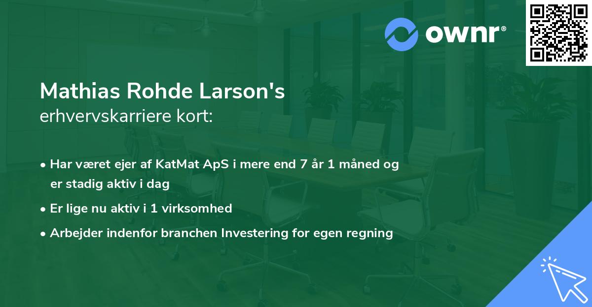 Mathias Rohde Larson's erhvervskarriere kort