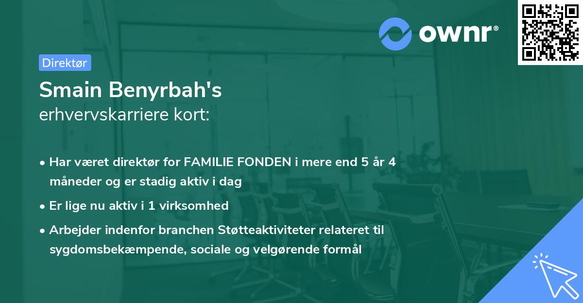 Smain Benyrbah's erhvervskarriere kort